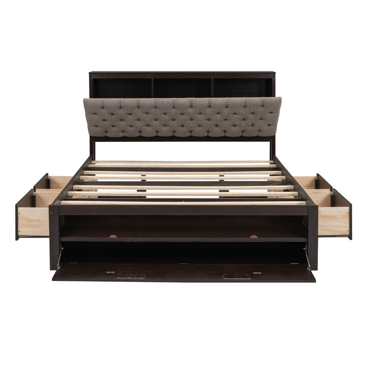 Merax Platform Bed with Storage Headboard