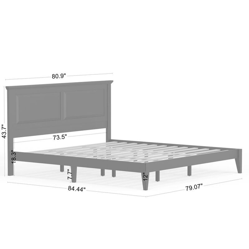 Glenwillow Home Cottage Style Wood Platform Bed in King - Grey