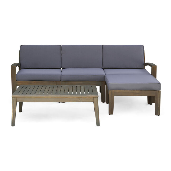 Merax Outdoor Patio 3 Seater Sofa with Table Set