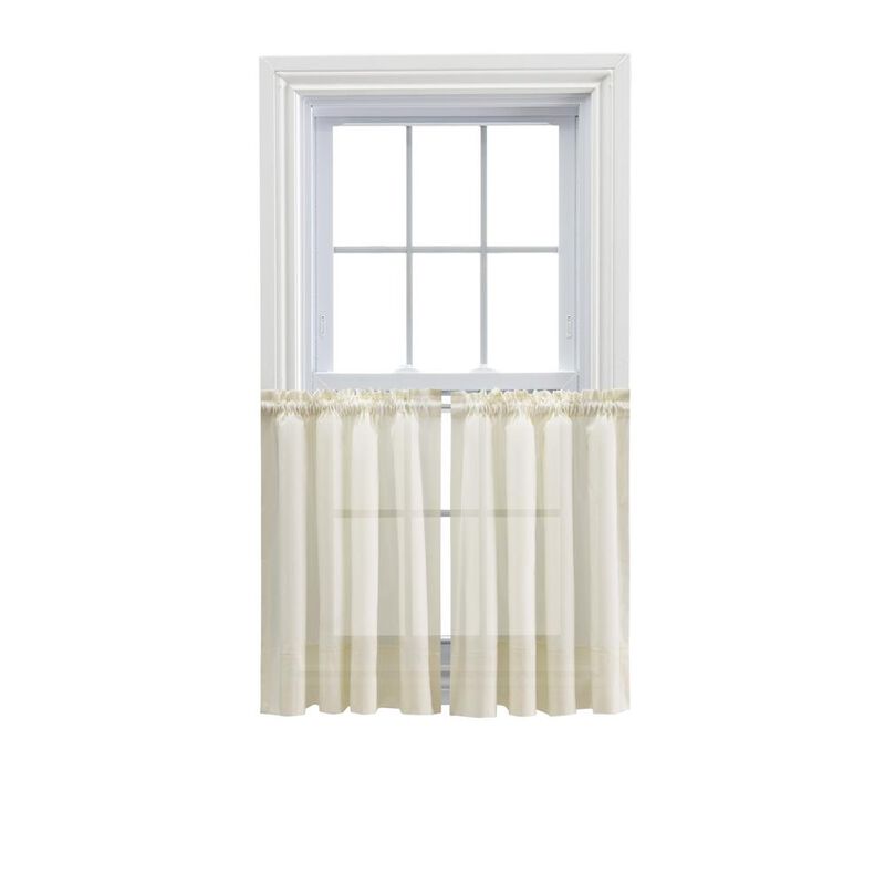 Ellis Curtain Shadow Stripe 1.5" Rod Pocket Tailored Tier Pair for Windows 80" x 36" Natural