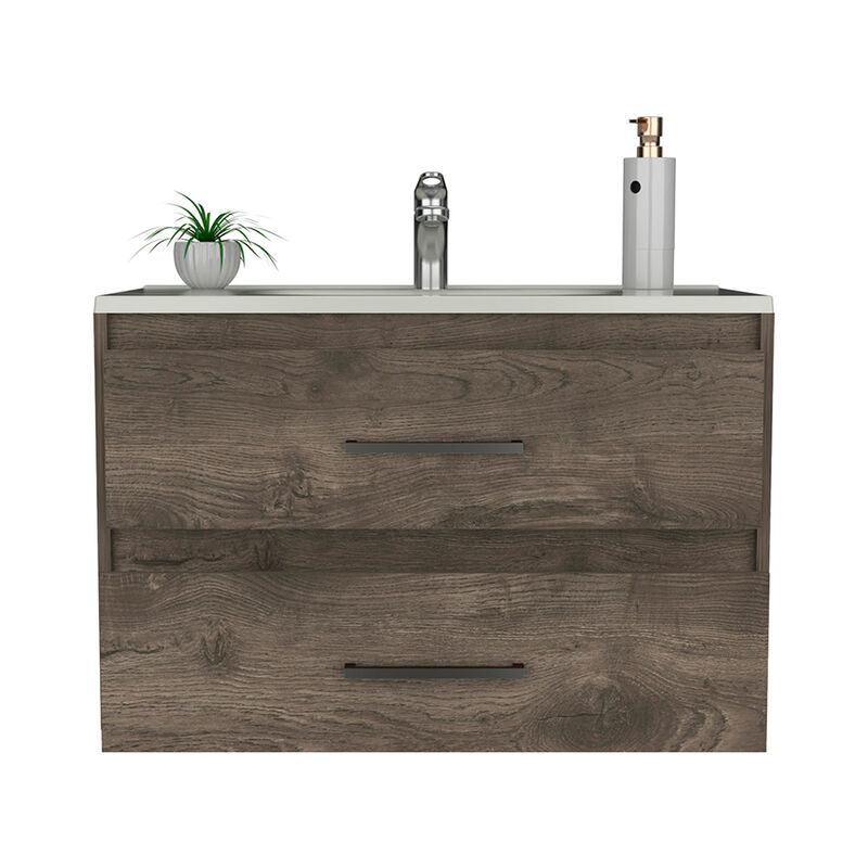 Wall Mounted Bathroom Vanity Alma, Bathroom, Dark Brown / White