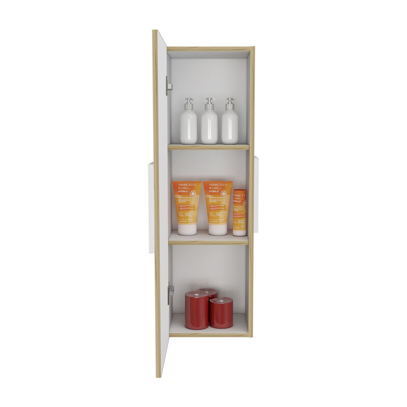 DEPOT E-SHOP Magna Medicine Single Door Cabinet, Three Shelves, Light Oak / White