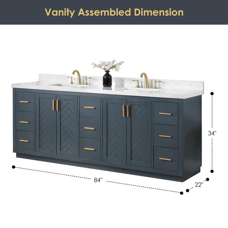 Altair 84 Double Bathroom Vanity Set in Classic Blue with Mirror