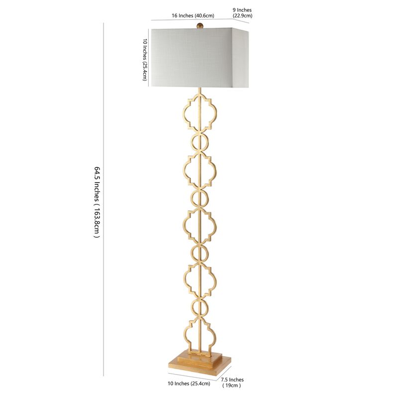 Selina 64.5" Iron Ogee Trellis Modern LED Floor Lamp, Gold
