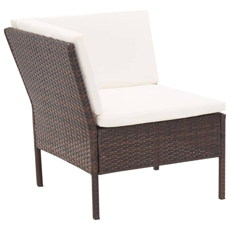 vidaXL 3 Piece Garden Lounge Set with Cushions Poly Rattan Brown