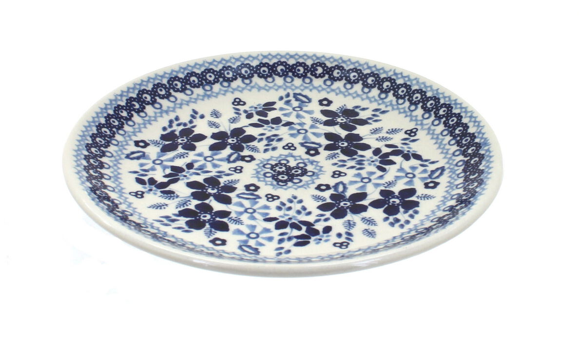 Blue Rose Polish Pottery Dots Dessert Plate