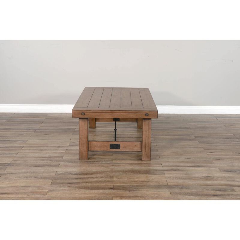 Sunny Designs Doe Valley 52 Farmhouse Wood Coffee Table in Taupe Brown