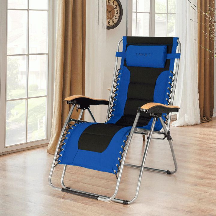 Hivvago Oversize Folding Adjustable Padded Zero Gravity Lounge Chair