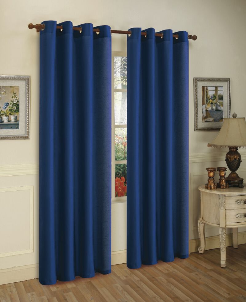 J&V TEXTILES Solid Grommet Faux Silk Window Curtain Drapes Treatment in 84" Length- Set of 2