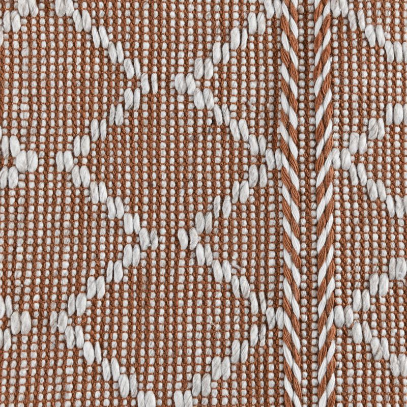 Solk 2 x 3 Small Area Rug, Woven Polyester, Moroccan Lattice, Ivory, Brown - Benzara