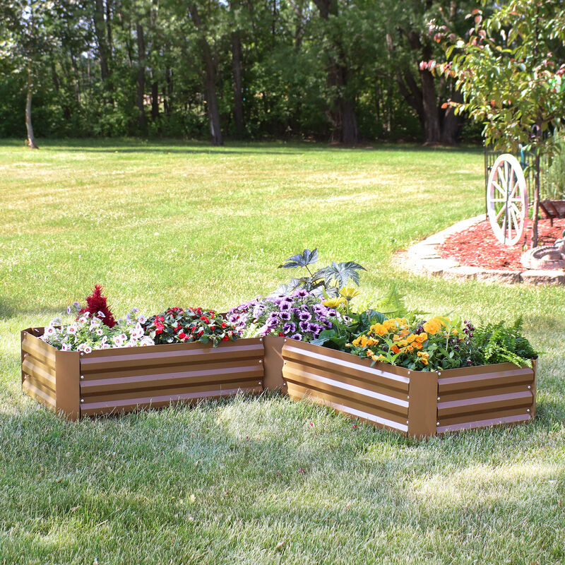 Sunnydaze Galvanized Steel L-Shaped Raised Garden Bed - 59.5 in