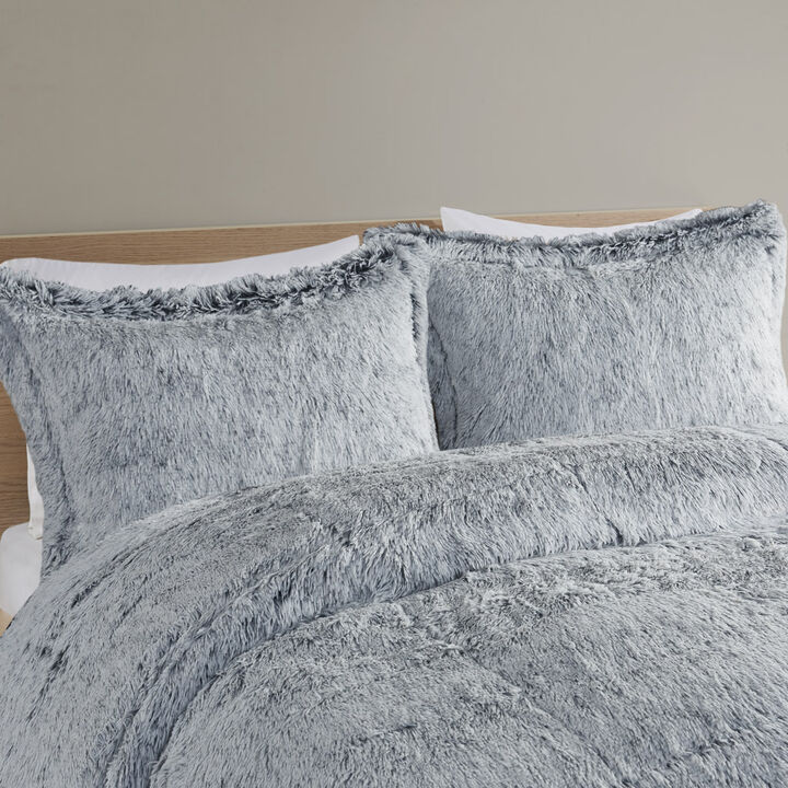 Gracie Mills Susie Contemporary Shaggy Long Fur Comforter Set