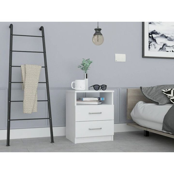 Homezia Modern and Stylish White Particle Bedroom Nightstand