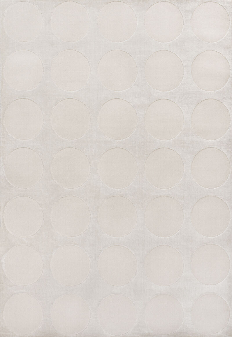 Adrian Modern Geometric Circle Dot High-Low Light Gray/Cream 5x8 Area Rug