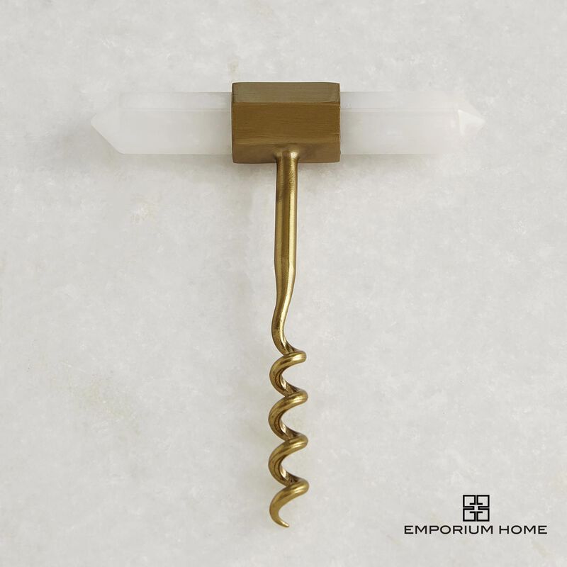Emporium Home Crystal Corkscrew in Satin Brass