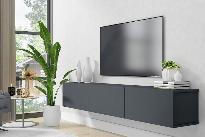 Ozge Floating 3 -Cabinet Tv Stand Sapphire