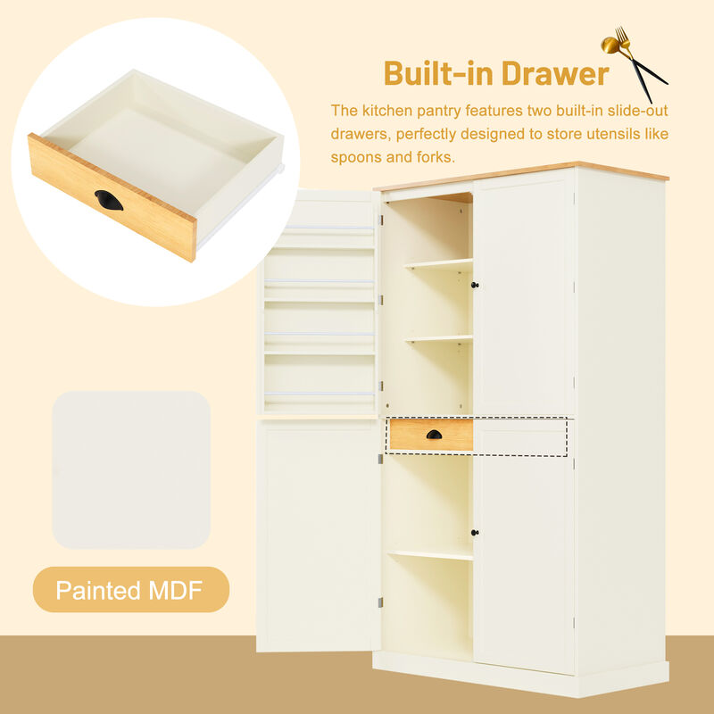 Merax High Freestanding Kitchen Pantry Storage Cabinet