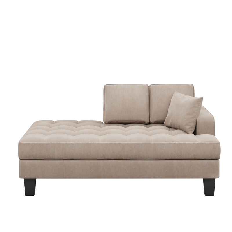 Merax Deep Tufted Upholstered Textured Fabric Chaise Lounge