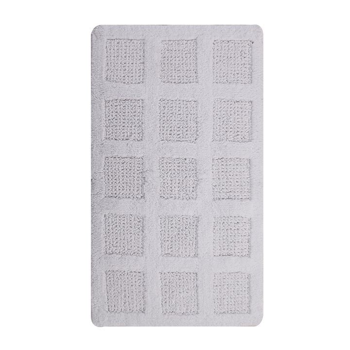 Knightsbridge Square Honeycomb 100% Cotton Reversible Bath Rug 24 X 40 White