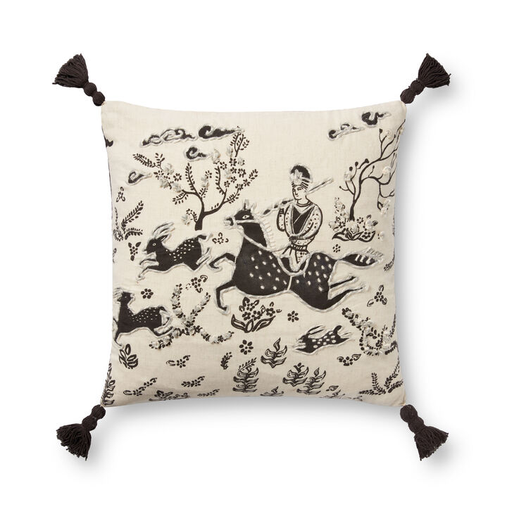 PLL0025 Ivory/Black 18"x18" Poly Pillow