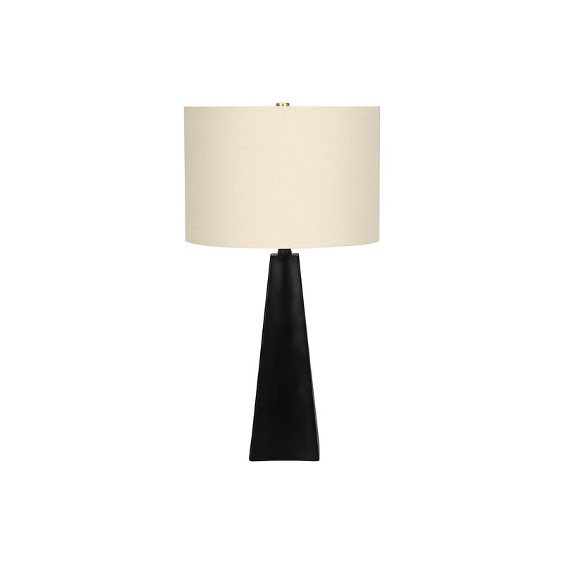Monarch Specialties I 9726 - Lighting, 27"H, Table Lamp, Black Resin, Beige Shade, Modern