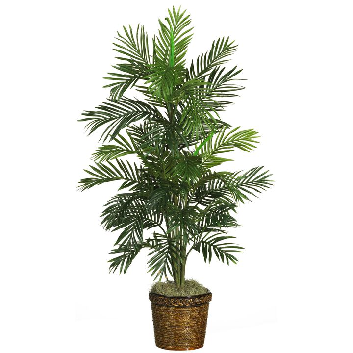HomPlanti 56 Inches Areca Palm Silk Tree w/Basket