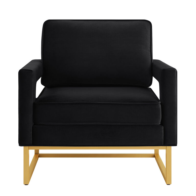 Merax Modern Velvet Accent Chair with Gold Metal Base