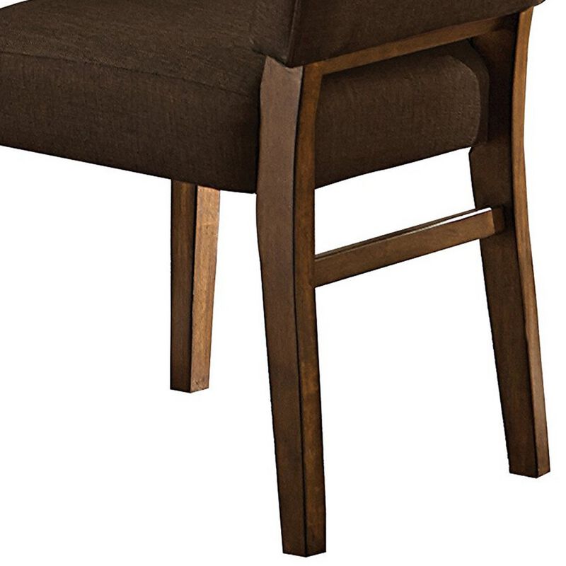 Wood & Fabric Dining Side Chair With Comfortable Padding, Set of 2-Benzara