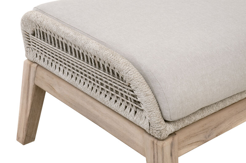 Loom Outdoor Footstool in Taupe & White