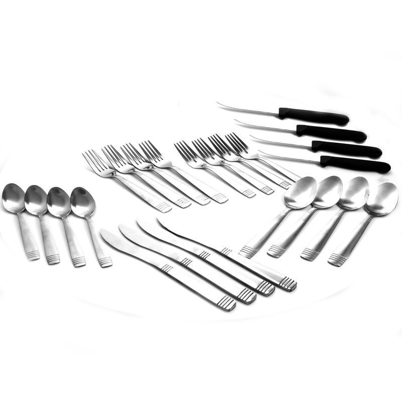 Gibson Palmore Plus 24 Piece Stainless Steel Flatware Set with 4 Steak Knives