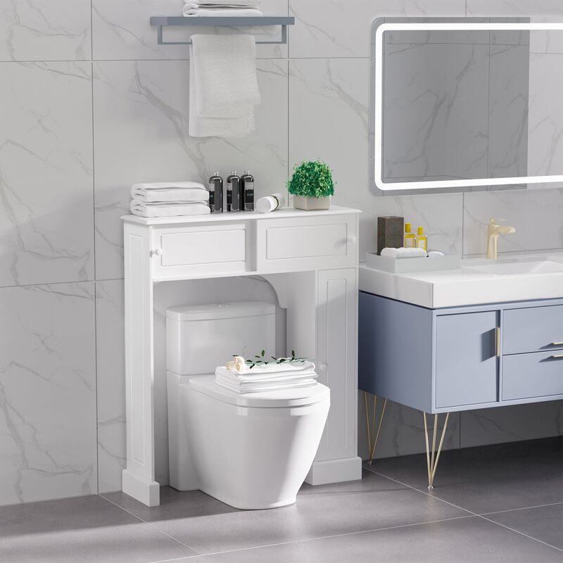 White Bathroom Maximizer: Over-Toilet Storage Cabinet with Shelves