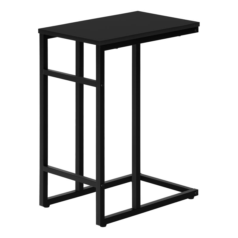 Monarch Specialties I 2170 Accent Table, C-shaped, End, Side, Snack, Living Room, Bedroom, Metal, Laminate, Black, Contemporary, Modern