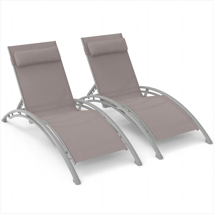 Khaki Outdoor Chaise Lounge Set - 2 Chairs