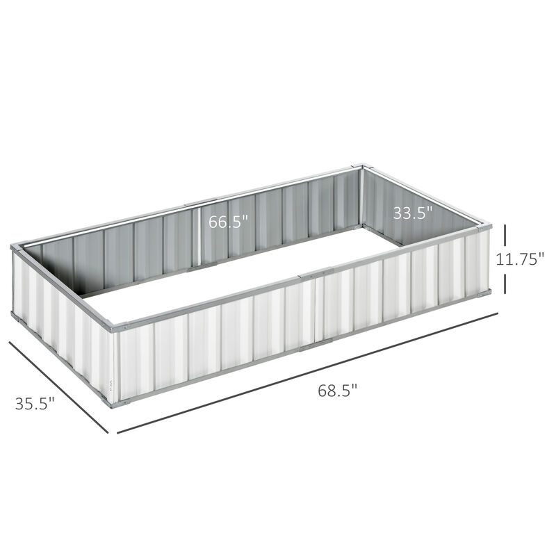 Outsunny 5.7' x 3' x 1' Raised Garden Bed, Galvanized Metal Planter Box for Vegetables Flowers Herbs, White