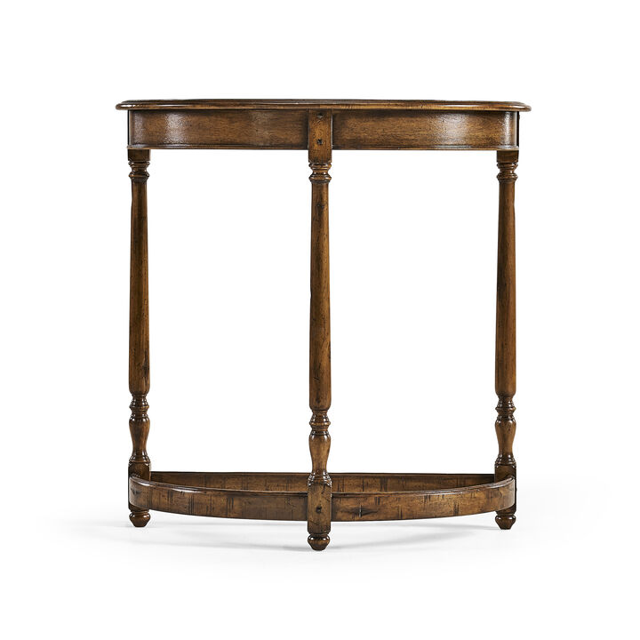 Walnut Demilune Console Table