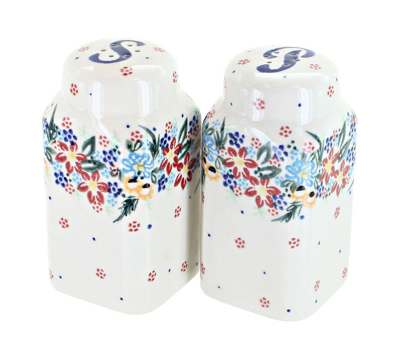 Blue Rose Polish Pottery Daisy Surprise Salt & Pepper Shakers