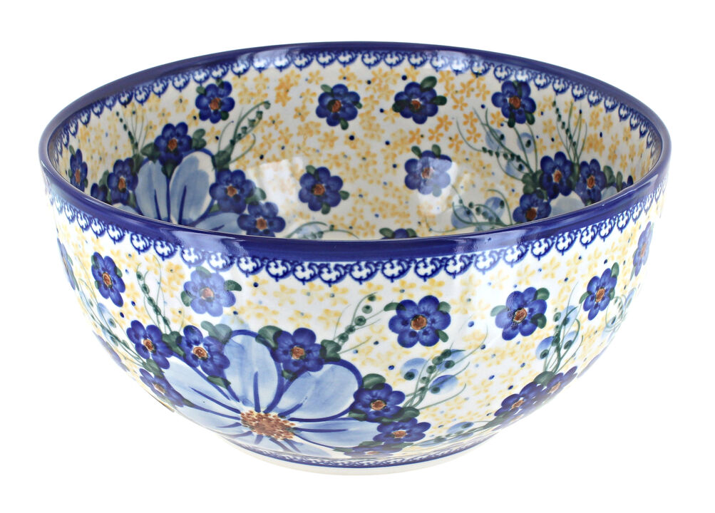 Blue Rose Polish Pottery Daisy Surprise Large Mixing Bowl