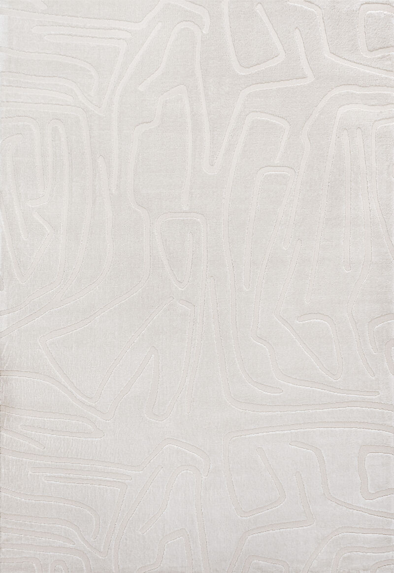 Alcina Modern Scandinavian Graphic Lines High-Low Beige/Cream 3x5 Area Rug