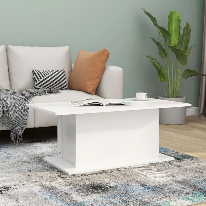 vidaXL Coffee Table White 40.2"x21.9"x15.7" Chipboard