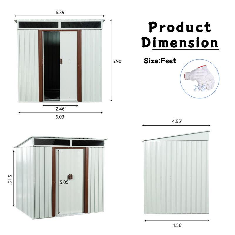 Hivvago 6ft x 5ft Outdoor Storage Shed for Garden with Lockable Sliding Door