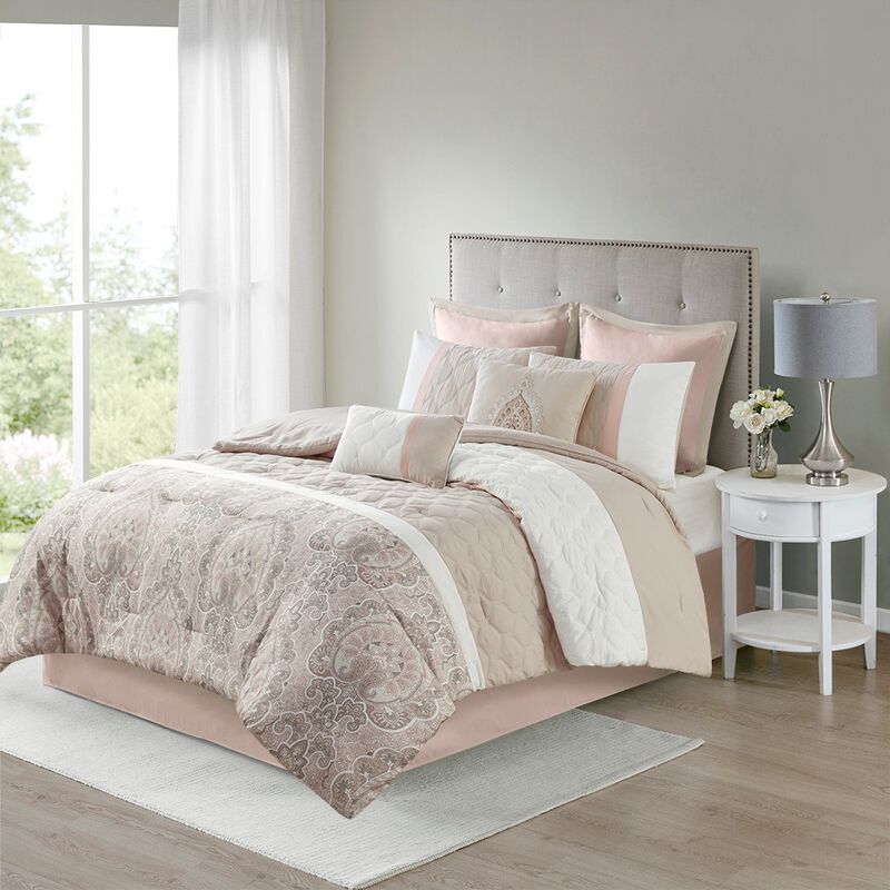 Gracie Mills Ronny 8-Piece Damask-Inspired Comforter Set