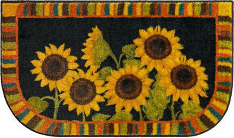 Sunflower Garden Black 1' 6" x 2' 6" Kitchen Mat