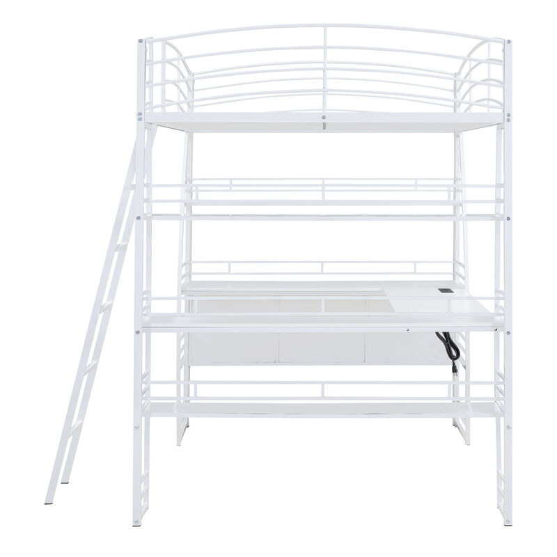 Merax Metal Frame Loft Bed with 4 Layers of Shelves