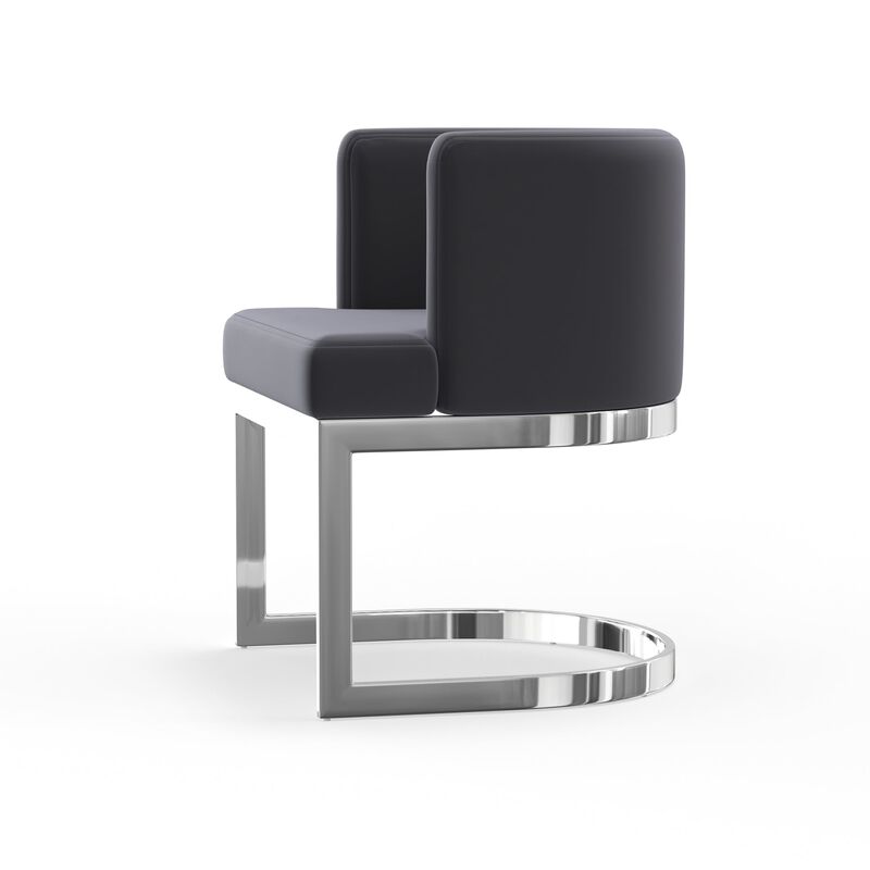 Wingback Dining chair in fabric seat and stainless steel base