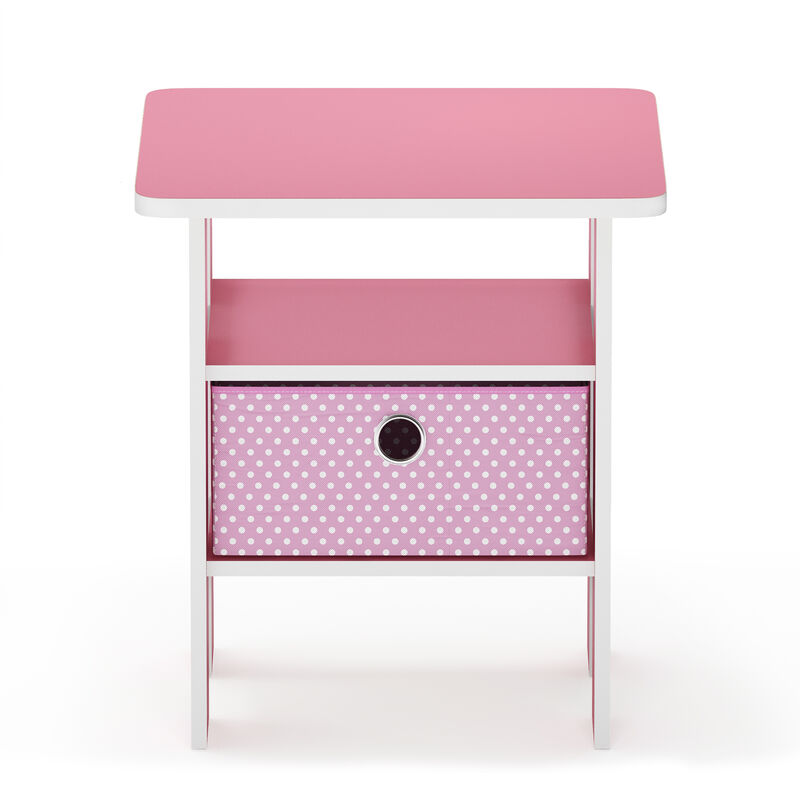 Furinno Andrey End Table Nightstand with Bin Drawer, Pink, 11157/PI/LPI