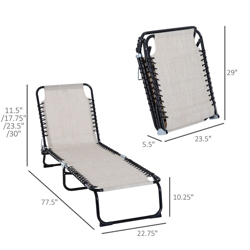 Cream Comfort Recliner: Breathable Mesh Outdoor Chaise Lounge