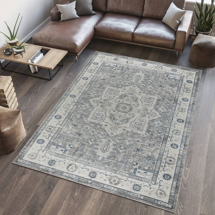 Pasargad Home Turkish Heritage Design Grey Area Rug- 8' 6" X 11' 6"