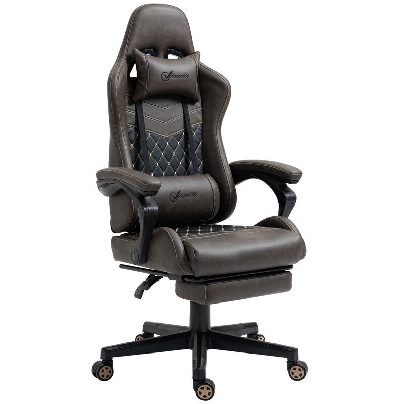 Gaming Chair Ergonomic Chair High Back Office Chair with Adjustable Height, Swivel Recliner Computer Chair with Lumbar Support, Brown