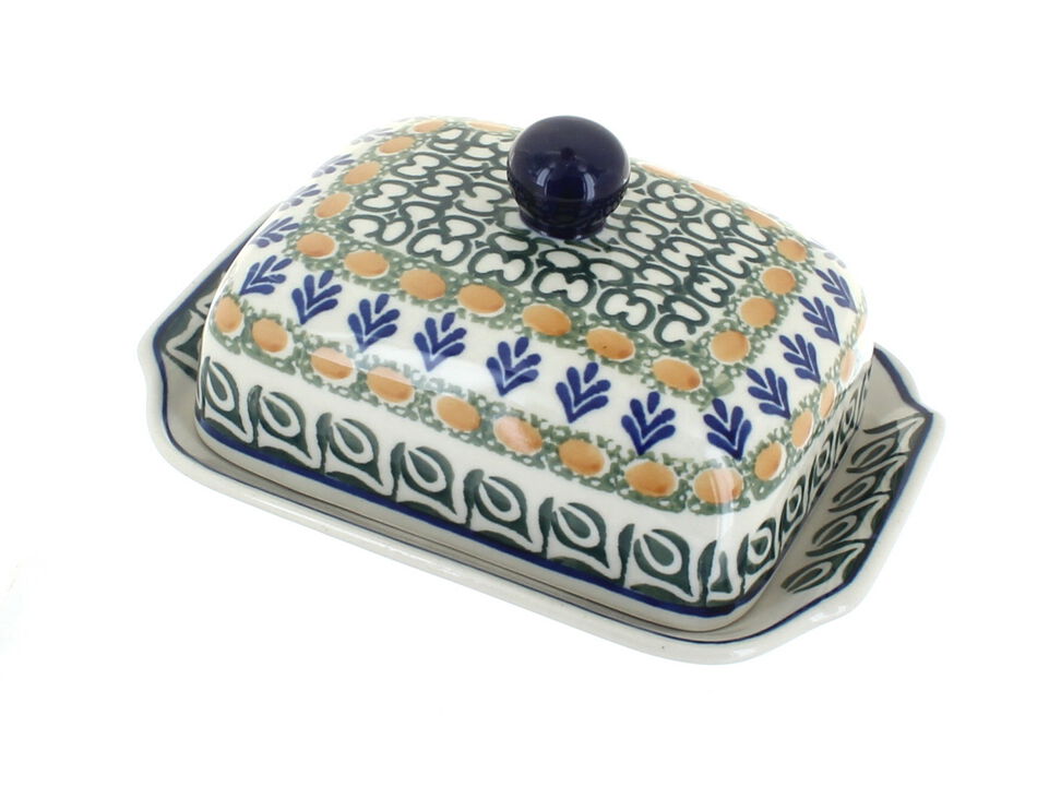 Blue Rose Polish Pottery Song of Spring Butter Dish