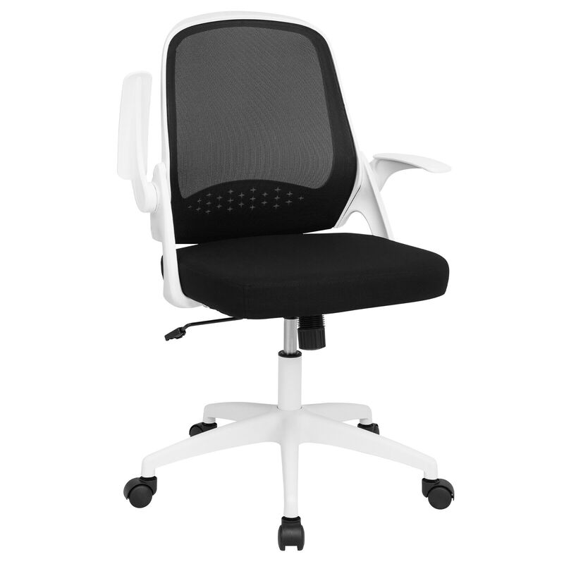 Costway Mesh Office Chair Adjustable Rolling Computer Desk Chair w/Flip-up Armrest White